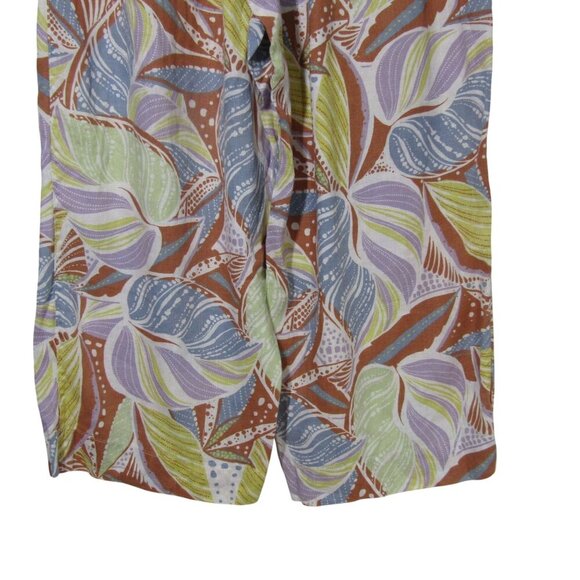 C&C CALIFORNIA XL 100% Linen Tropical Floral Wide Leg Crop Pants Beach Boho - Picture 6 of 9